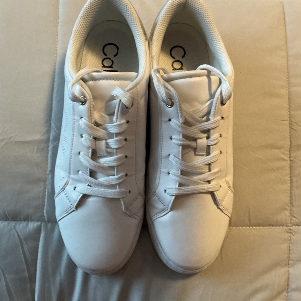 Calvin Klein Classic White Lace-Up Sneakers